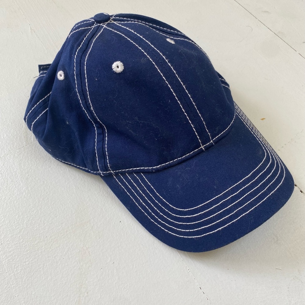 Unisex Blue baseball cap with white threading